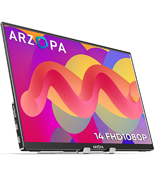 ARZOPA Portable Monitor, 14 Inch Ultra Slim Portable Laptop Monitor FHD 1080P External Display with Dual Speakers Second Screen for Laptop (Pre-owned)