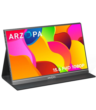 ARZOPA Portable Monitor, 15.6 Inch Ultra Slim Portable Laptop Monitor FHD 1080P External Display with Dual Speakers Second Screen for Laptop (Pre-owned)