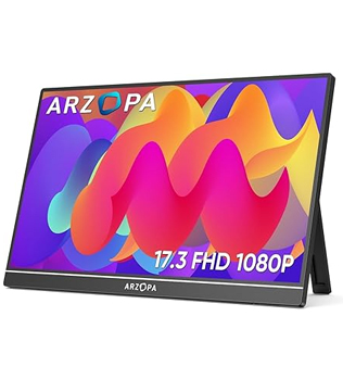ARZOPA Portable Monitor, 17.3 Inch Slim Portable Laptop Monitor FHD 1080P External Display with Dual Speakers Second Screen for Laptop (Pre-owned)