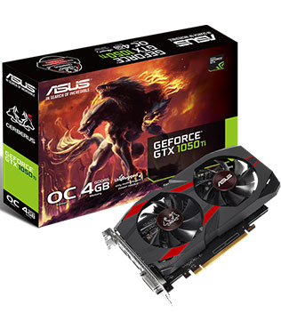 ASUS Cerberus GeForce GTX 1050 Ti OC Edition, 4GB, GDDR5, DisplayPort 1.4, 128-bit (CERBERUS-GTX1050TI-O4G) Graphics Card