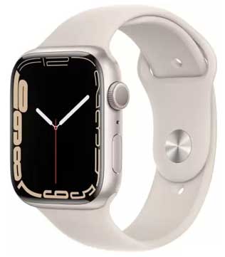 Apple Watch Series 7 (GPS, 45mm) Aluminium & Ceramic Case With Starlight Sport Band (Minor Scratches) (Pre-owned)