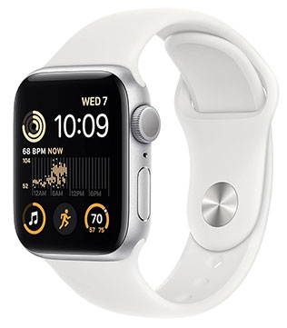Apple Watch SE (2nd Gen) GPS, 40mm Silver Aluminum Case With White Sport Band Smart Watch (Minor Scratches) (Pre-owned)