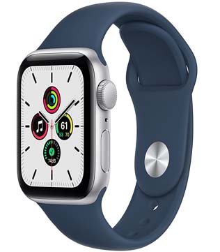 Apple Watch SE (GPS, 40mm) Silver Aluminum Case With Abyss Blue Sport Band Smart Watch (Pre-owned)