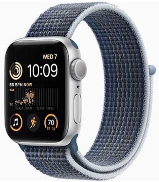 Apple Watch SE (2nd Gen) GPS, 40mm Silver Aluminum Case With Storm Blue Sport Loop (Open Box)