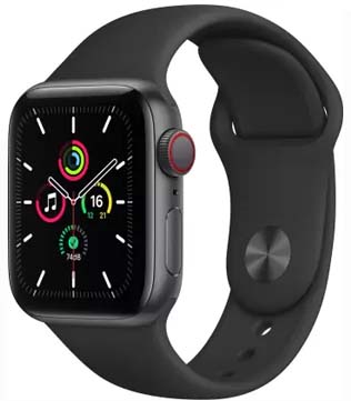 Apple Watch SE (GPS & Cellular, 44mm) Space Gray Aluminum Case With Black Sport Band Smart Watch (Minor Scratches, Pre-owned)