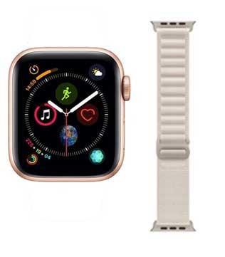 Apple Watch SE (GPS & Cellular, 40mm) Gold Aluminium Case With Nylon Alpine Loop Strap Smart Watch (Scratches,Pre-owned)