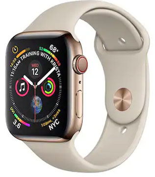 Apple Watch Series 4 (GPS + Cellular, 44mm) Gold Stainless Steel Case with Stone Sport Band (Pre-owned)