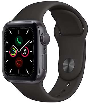 Apple Watch Series 5 (GPS, 40mm) Space Gray Aluminum Case With Black Sport Band Smart Watch (Minor Scratches) (Pre-owned)