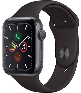 Apple Watch Series 5 (GPS, 44mm) Space Gray Aluminum Case With Black Sport Band (Pre-owned)