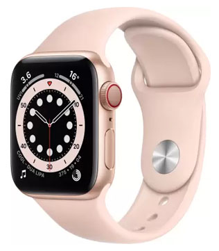 Apple Watch Series 6 (GPS & Cellular, 40mm) Gold Aluminum Case with Pink Sand Sport Band (Pre-owned)
