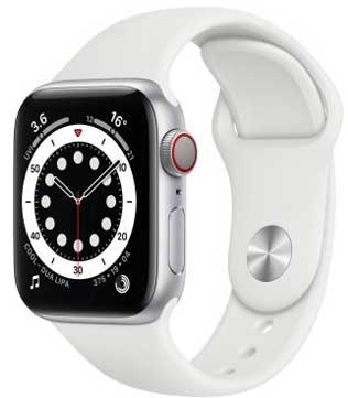 Apple Watch Series 6 (GPS & Cellular, 40mm) White Aluminum Case with White Sport Band (Scratches) (Pre-owned)