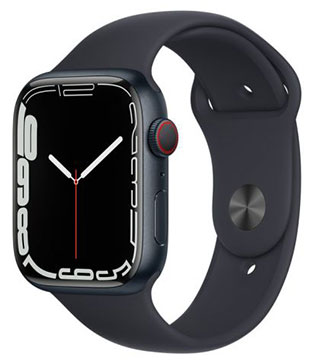 Apple Watch Series 7 (GPS & Cellular, 45mm) Midnight Gray Aluminum Case With Midnight Sport Band Smart Watch (Pre-owned)