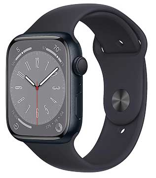 Apple Watch Series 8 (GPS 45mm) Midnight Aluminum Case With Midnight Sport Band Smart Watch (Pre-owned)