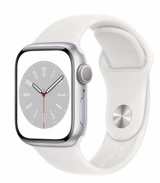 Apple Watch Series 8 (GPS, 45mm) Silver Aluminum Case with White Sport Band (Pre-owned)