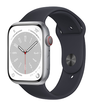 Apple Watch Series 8 (GPS & Cellular, 45mm) Silver Aluminium Case With Midnight Sport Band (Pre-owned)