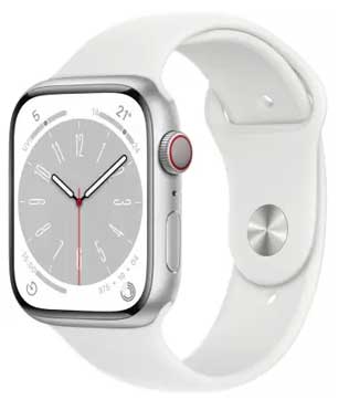 Apple Watch Series 8 (GPS & Cellular, 41mm) Silver Aluminium Case With White Sport Band (Minor Scratches) (Pre-owned)