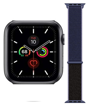 Apple Watch Series5 (GPS, 44mm) Space Gray Aluminum Case With Midnight Blue Sport Loop (Minor Scratches) (Pre-owned)