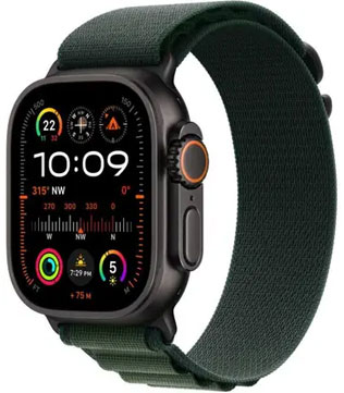 Apple Watch Ultra 2 (GPS + Cellular, 49mm) Black Titanium Case With Dark Green Alpine Loop (Pre-owned)