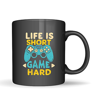 Life is Short Game Hard Ceramic Mug (Black)