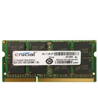 Crucial 8GB DDR3 1600MHz (CT102464BF160B) Laptop RAM (Pre-owned)