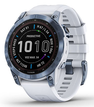 Garmin Fenix 7 Sapphire Solar (Mineral Blue) Smart Watch (Pre-owned)