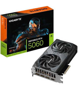Gigabyte GeForce RTX 5060 Windforce OC 8GB GDDR7 (GV-N5060WF2OC-8GD) Graphic Card