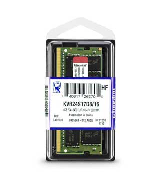 Kingston 16GB DDR4 2400Mhz (KVR24S17D8/16) Laptop RAM (Pre-owned)