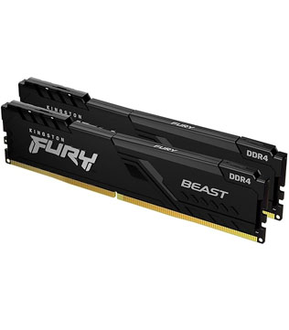 Kingston FURY Beast 32GB (2x16GB) DDR4 3200MHz (KF432C16BBK2/32) (Black) Desktop RAM (Pre-owned)