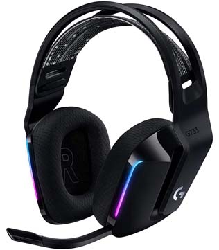 Logitech G733 Lightspeed Bluetooth Wireless Gaming Over Ear Headphone with Mic with Suspension Headband (PC) (Pre-owned)
