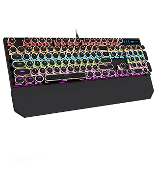 MageGee Typewriter Retro Punk Round Keycaps RGB Wired Mechanical Gaming Keyboard (Pre-owned)