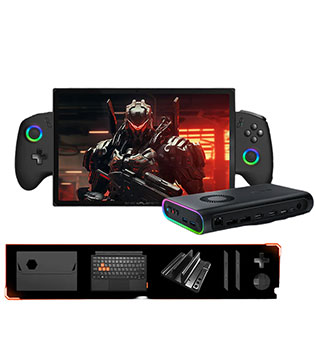 ONEXPLAYER X1 Gaming Console Bundle, (ONEXGPU1+Free Keyboard+Bracket for ONEXGPU1) Windows PC, 11 Inches, 3-in-1PC, 2.5K Display, 2560 x 1600 AMD Ryzen 7 8840U/64GB/4 TB SSD Black