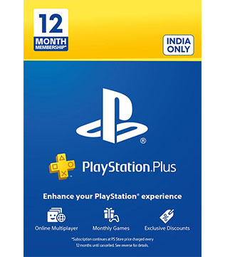 PlayStation Plus 12 Months Membership Card (Indian Account) (Digital)