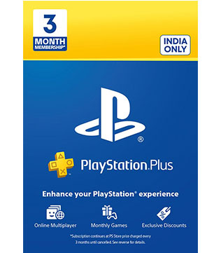 PlayStation Plus 3 Months Membership Card (Indian Account) (Digital)