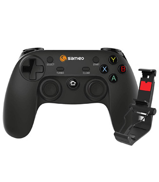 SAMEO SG27 Wireless Gaming Controller for PC/PS3/Android Supports Windows XP/7/8/10 (Black) - with Clip Holder for Mobile Phone