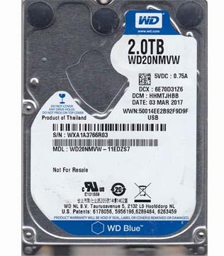 Western Digital 2TB 2.5Inch (WD20NMVW-11EDZS7) Portable Hard Disk Drive Without Case (Pre-owned)