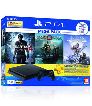 Sony PlayStation 4 Slim 1 TB Console (Free Games : God of War, Uncharted 4, Horizon Zero Dawn. PSN 3 Months)