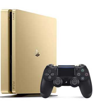 Sony PlayStation 4 Slim 1TB Gold PS4 With Black Controller (Repaired, Scratch & Dent)