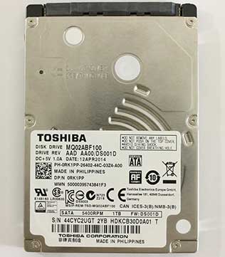 TOSHIBA 1TB 5400 RPM SATA 2.5Inch (MQ02ABF100) Internal Hard Disk Drive (Pre-owned)