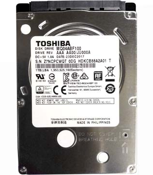 TOSHIBA 1TB 5400 RPM SATA 2.5Inch (MQ04ABF100) Internal Desktop Hard Disk Drive (Pre-owned)