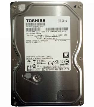 TOSHIBA 500GB 5400 RPM 3.5Inch (DT01ACA050) Internal Hard Disk Drive (Pre-owned)