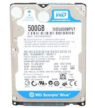 WD Blue 500GB 5400RPM 2.5 Inch (WD5000BPVT) Internal Hard Disk Drive (Pre-owned)