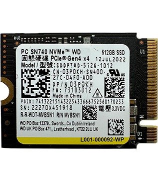 WESTERN DIGITAL SN740 M.2 NVMe 512 GB (SDDPTQD-512G) Internal Solid State Drive (Pre-owned)
