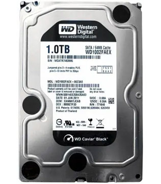 WESTERN DIGITAL WD BLACK 1TB 3.5Inch (WD1002FAEX) Desktop Hard Disk Drive (Pre-owned)
