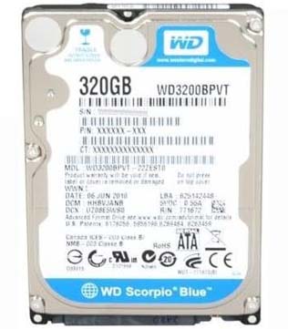 Western Digital Scorpio Blue 320GB 5400 RPM (WD3200BPVT) Internal Hard Disk Drive (Pre-owned)