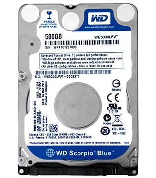 Western Digital Scorpio Blue 500GB 2.5-inch (WD5000LPVT) Internal Hard Disk Drive (Pre-owned)
