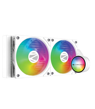 ZEBRONICS (AIO240AW) 240mm ARGB Liquid Cooler with Remote control (White) (Pre-owned)