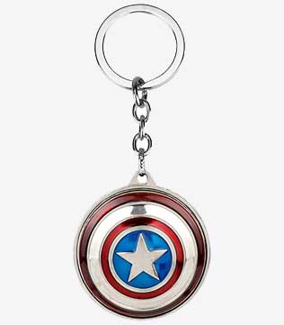 Captain America Shield Keychain Metal Keyring , Rotating (Silver Glossy) (Pre-owned)
