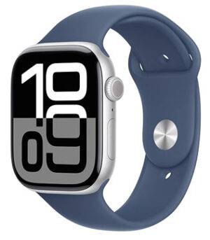 Apple Watch Series 10 (GPS 46mm) Silver Aluminum Case With Denim Sport Band (Pre-owned)